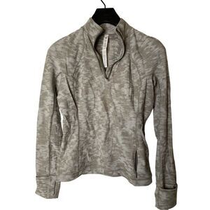 Lululemon Its Rulu Run Half-Zip Data Rush Mini Jacquard White Opal Rover size 8